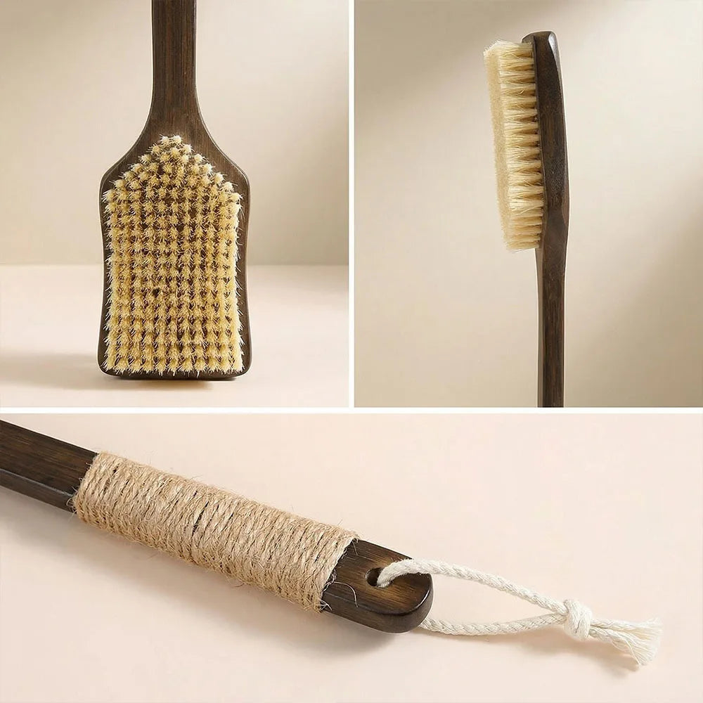 55cm Hard Back Scrubber Shower Body Brush Curved Long Handle Wet Dry Exfoliating Bath Tool Men Women 55 × 8cm