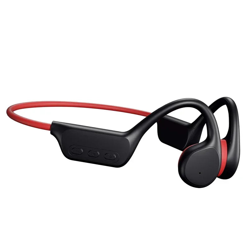 Wireless Bone Conduction Sports Headphones Bluetooth IPX8 Waterproof Earphones with MP3 Player 32GB Music Headset Black Red