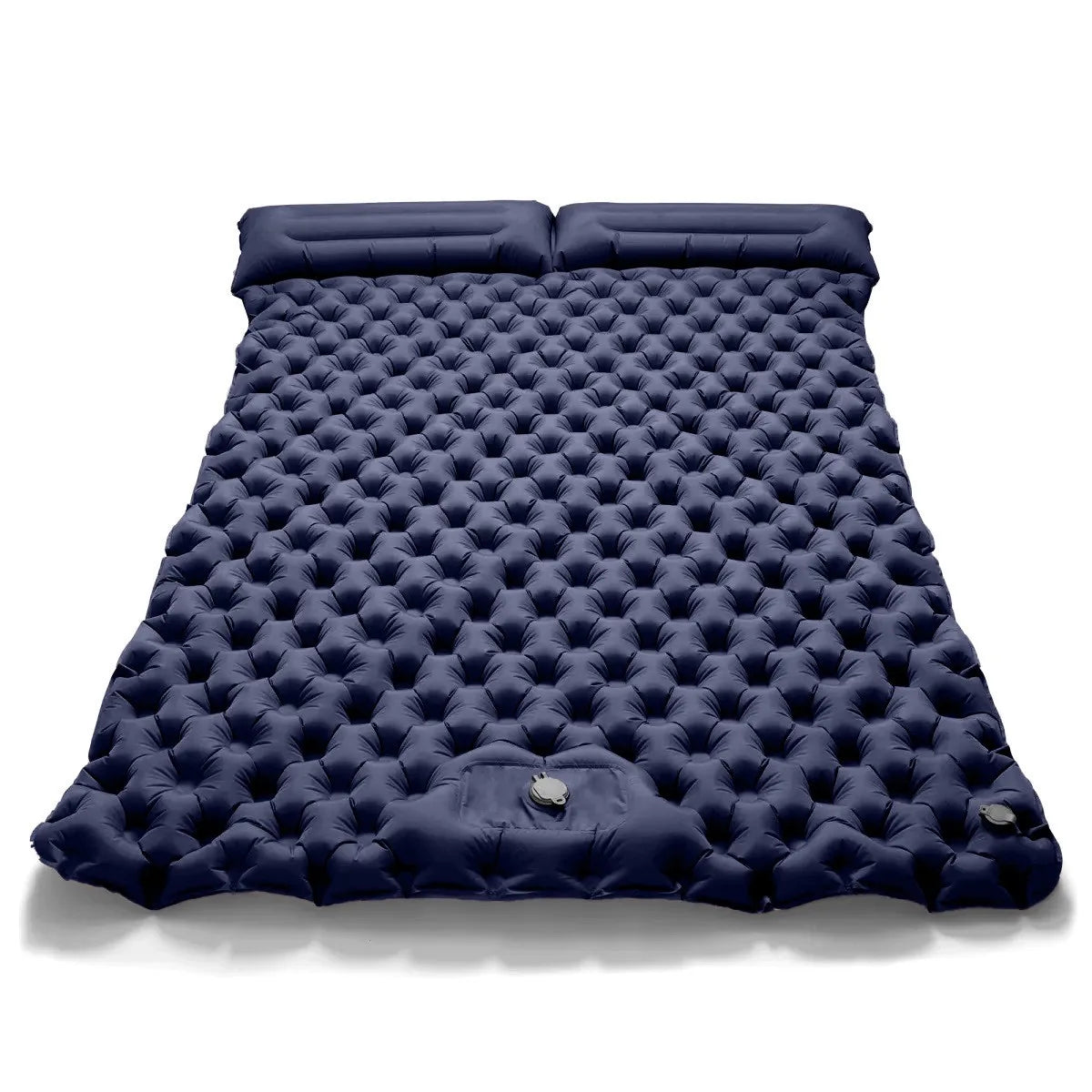 Outdoor Camping Double Inflatable Mattress Extra Wide Sleeping Pad Ultralight Folding Bed Mat Car Travel Sleeping Mat Navy Blue