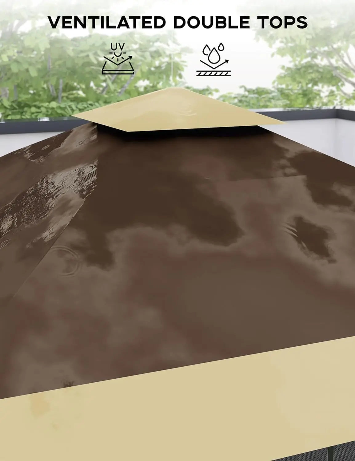 Pop-Up Gazebo Outdoor Canopy Tent Includes Sandbags Suitable for Patio, Lawn, Garden Brown 3.6x3.6m