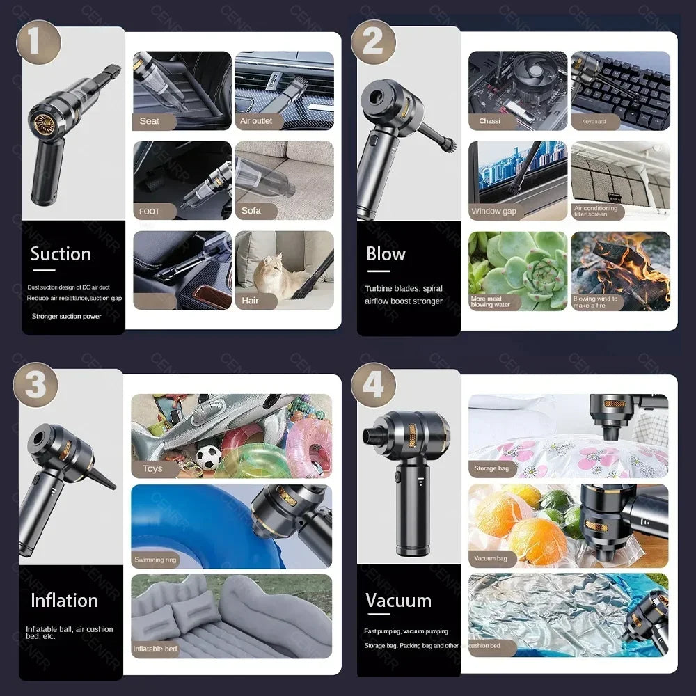 998000Pa Cordless Car Vacuum Cleaner Powerful Suction Portable Handheld Wireless Auto Cleaning Machine Ultra Black 5 HEPA