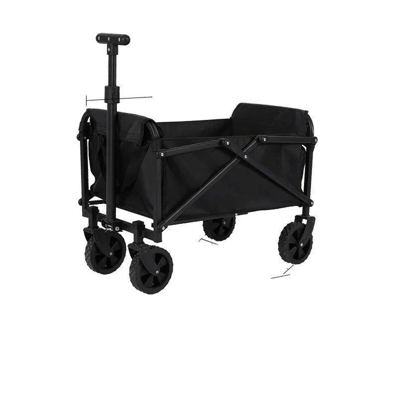 Camping Trailer Black Folding Wagon Portable All-Terrain Outdoor Cart 90x55x75
