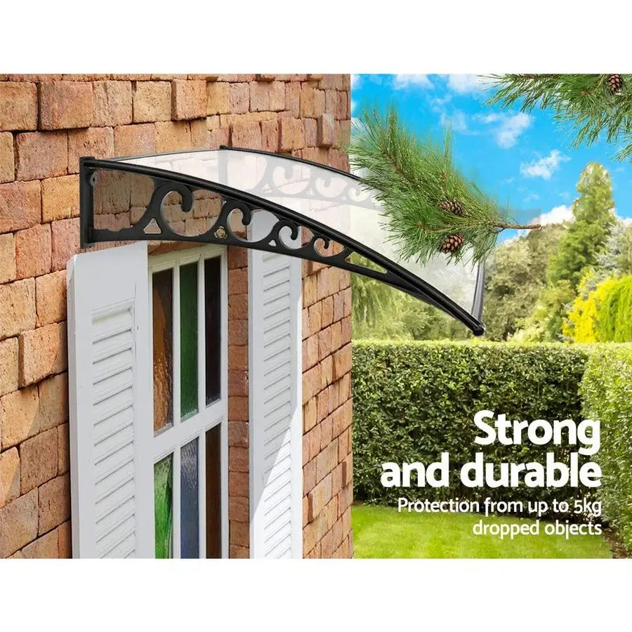 Transparant Window & Door Awning Window Door canopy 1 m x 1.2 m Weatherproof For Patio, Garden, Balcony, Porch