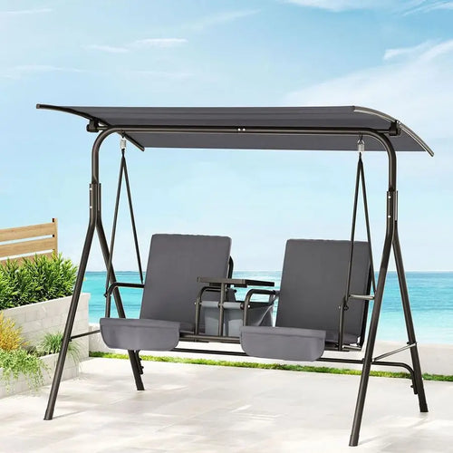 2-Seater Swing Chair Hanging Bench Porch Swing Swing Seat For Patios, Gardens and the verandah Grey 174x110x154cm