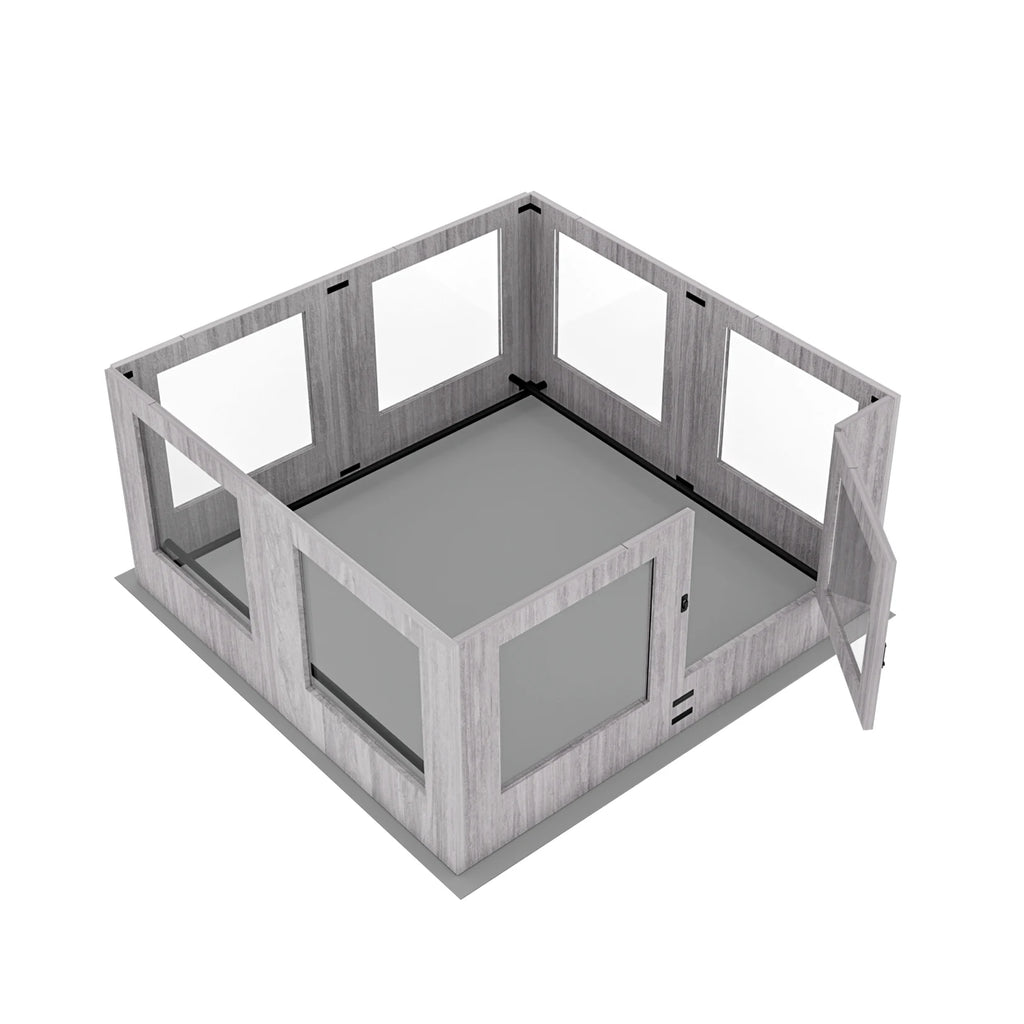 Tempered Glass Pet Playpen 8 Panel Indoor Puppy Exercise Pen with Waterproof Pad Light Grey 120x118.6x60cm