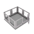 Tempered Glass Pet Playpen 8 Panel Indoor Puppy Exercise Pen with Waterproof Pad Light Grey 120x118.6x60cm