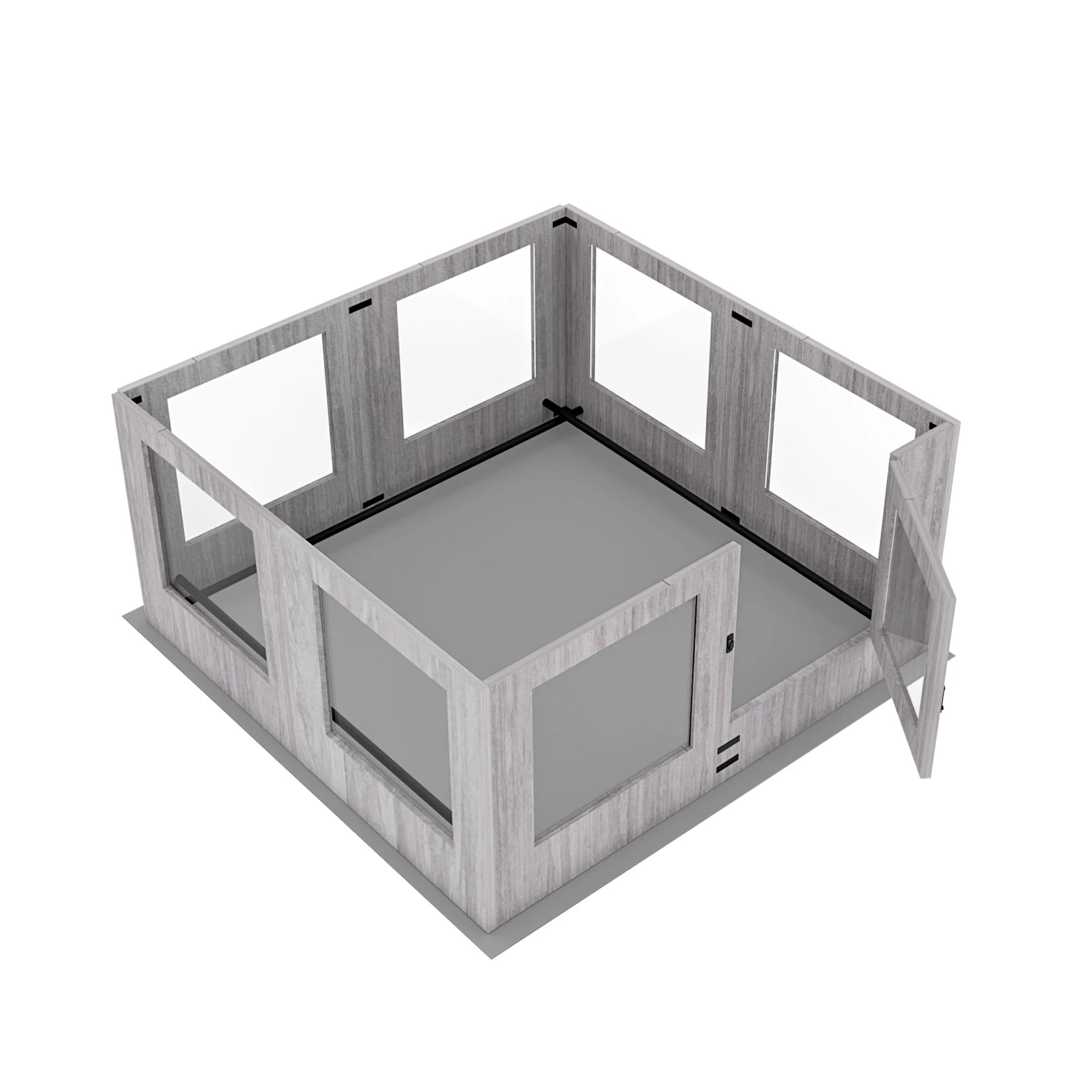 Tempered Glass Pet Playpen 8 Panel Indoor Puppy Exercise Pen with Waterproof Pad Light Grey 120x118.6x60cm