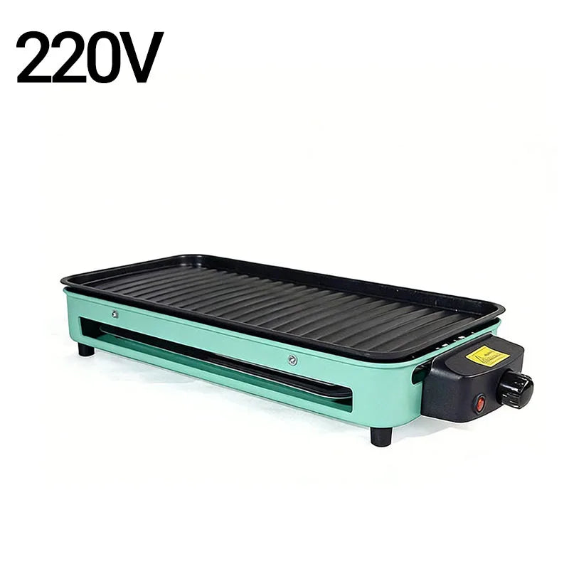 Electric Grill Non-Stick Multi-Function BBQ Grill for Meat, Seafood and Vegetables Green 44 × 22cm
