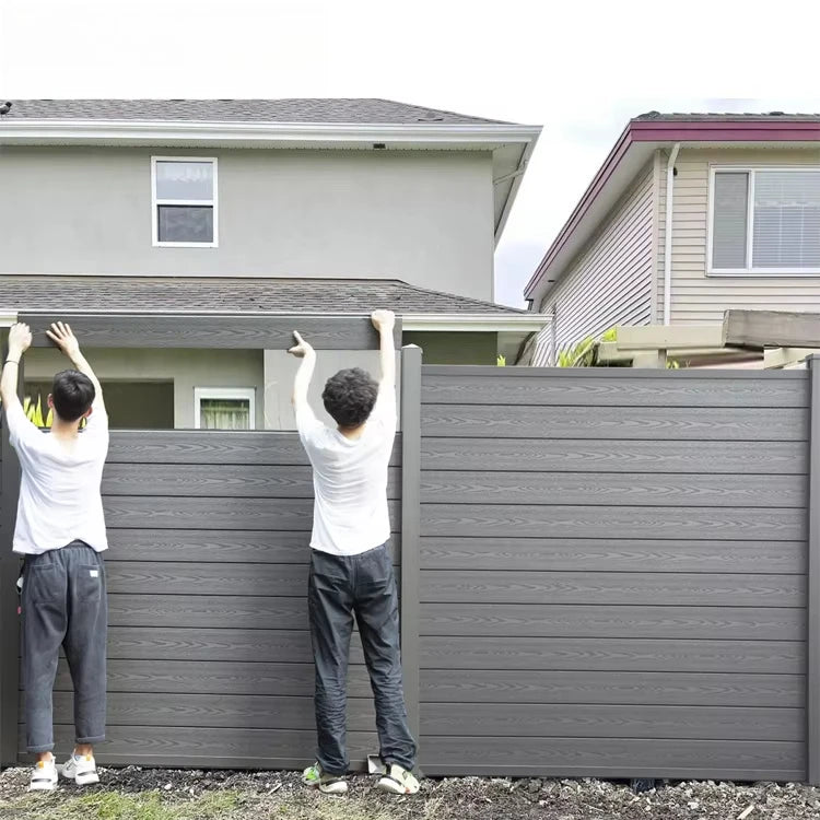 WPC Garden Fence Panel with Aluminum Frame UV Resistant Easy Installation