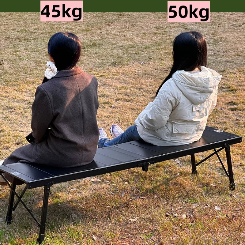 IGT 6 Unit Camping Table Aluminium Alloy Portable Folding BBQ Picnic Desk Outdoor Ultralight Table Black 168 × 42 × 61cm