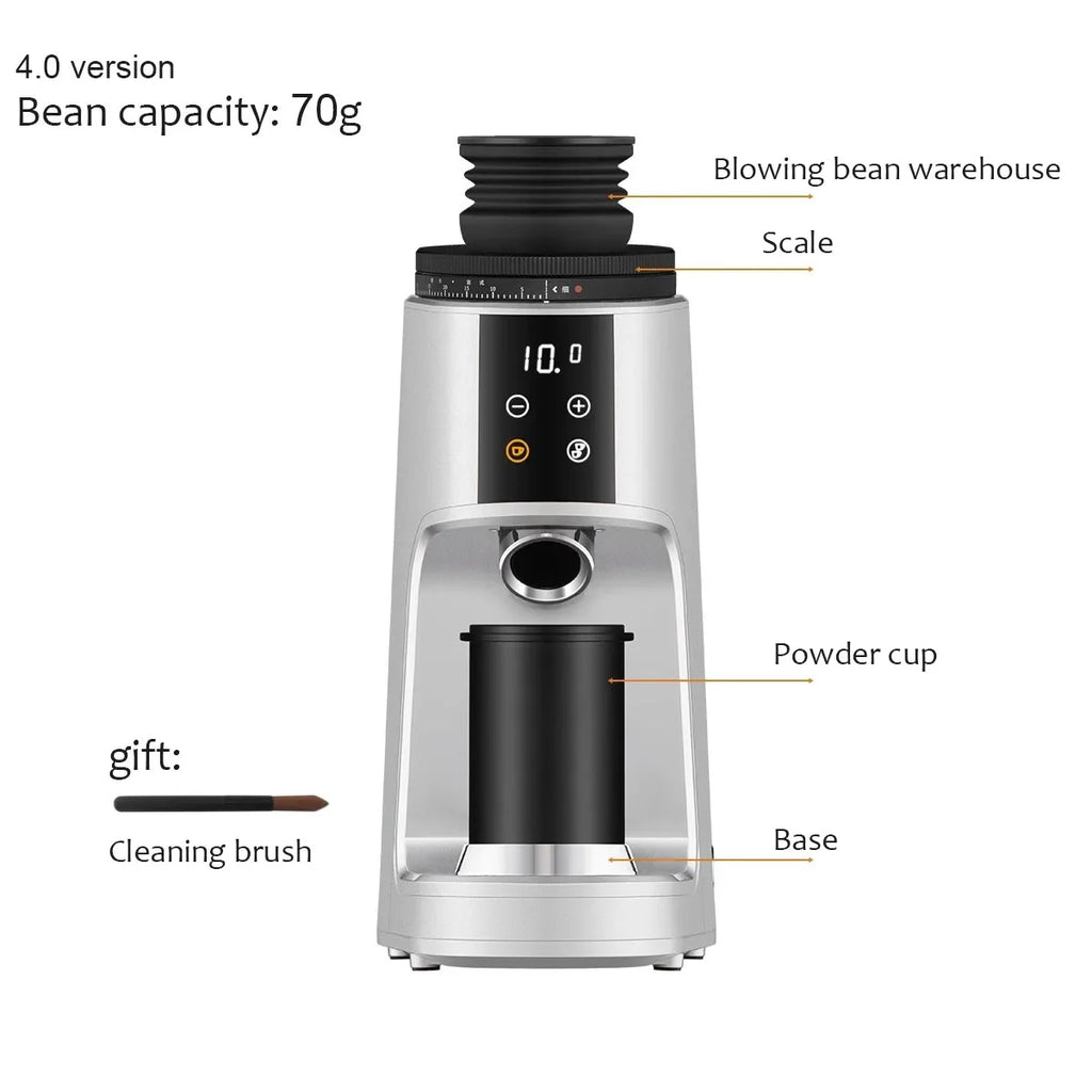Electric Coffee Grinder 220V Fully Automatic Coffee Bean Grinder Silver AU Plug Quantitative Home Use