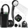 Portable Camping Shower Pump 6000mAh Rechargeable Electric Shower with LED Display Head Outdoor RV Black