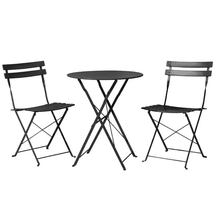 Bistro Set 3-Piece Outdoor Patio Table with 2 Folding Chairs Table and Chairs For Backyard or Balcony