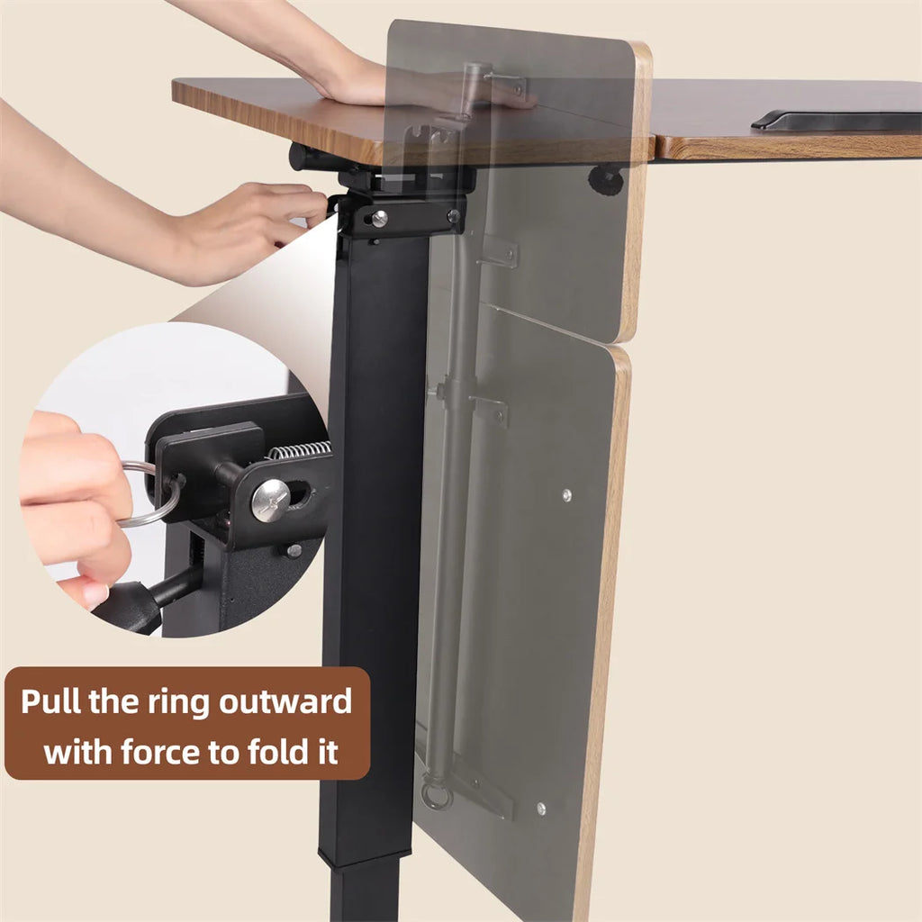 Height Adjustable Over Bed Laptop Desk 75.5x40.8x97cm Rolling Side Table with Wheels Black Oak