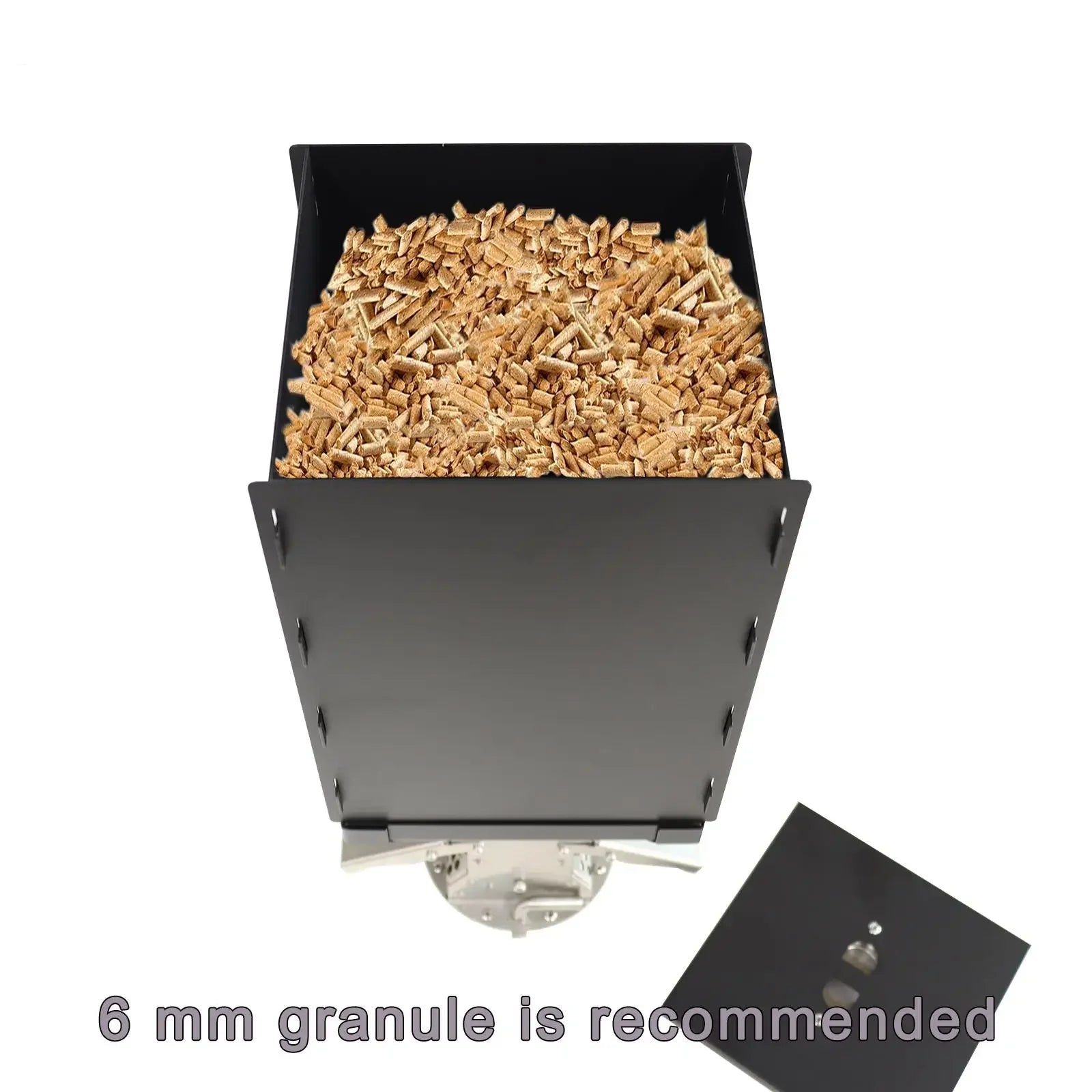 Pellet Hopper Gravity Feed Fuel Storage Bin Stainless Steel 5L for Pellet Stove Burner Black 16.1 x 16.5 x 46.1cm