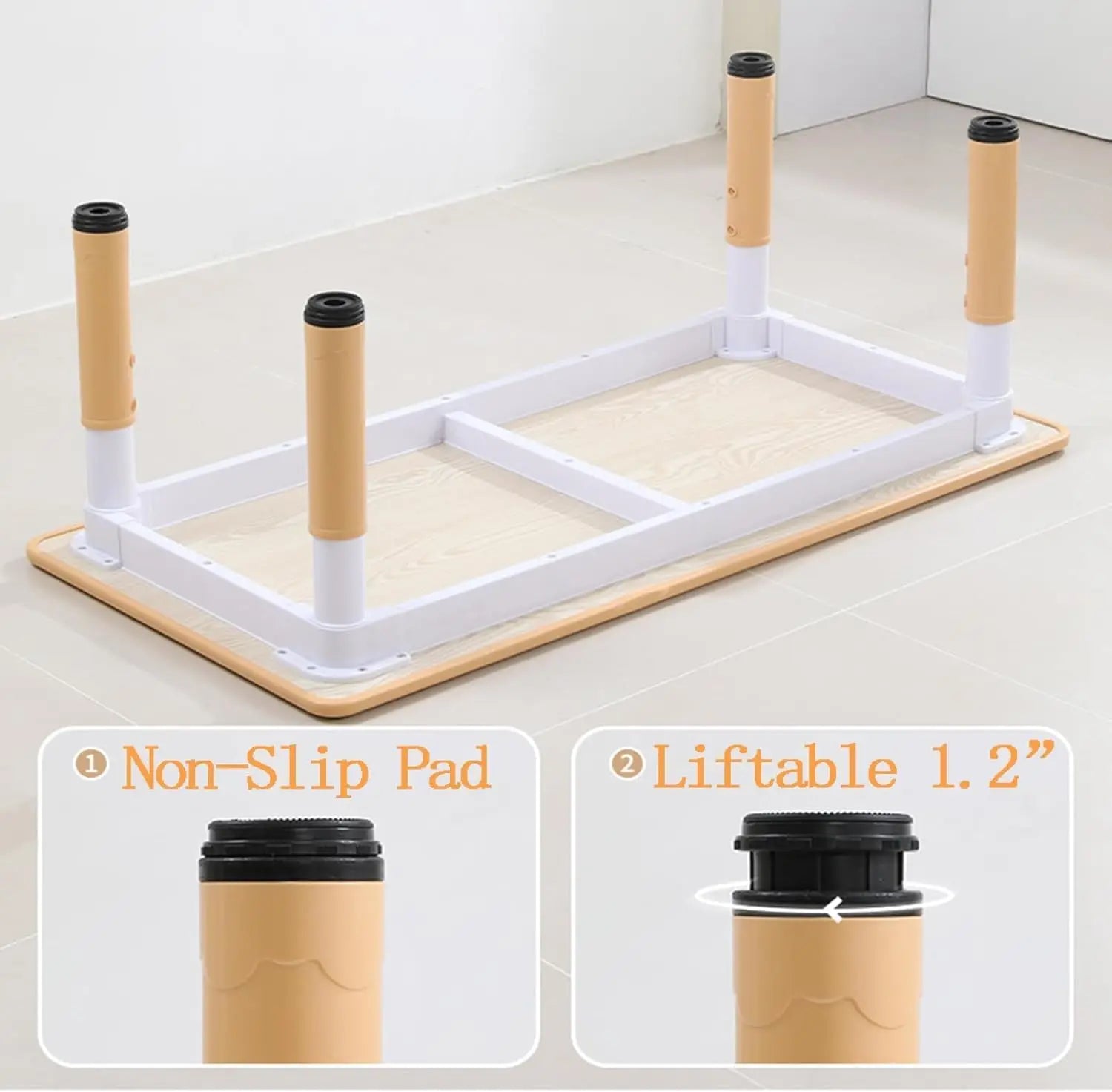 Activity Table and 6 Chairs Set Height Adjustable Study Desk with Graffiti Desktop Non Slip Legs Beige 120x60x48-60cm