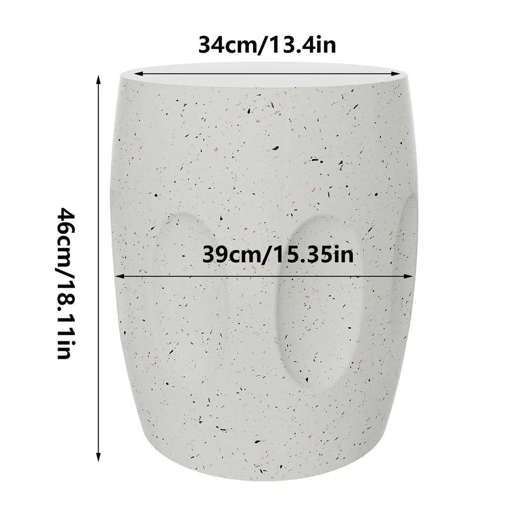 Concrete Side Table 46x39x34cm Lightweight Indoor Outdoor Accent Stool White End Table