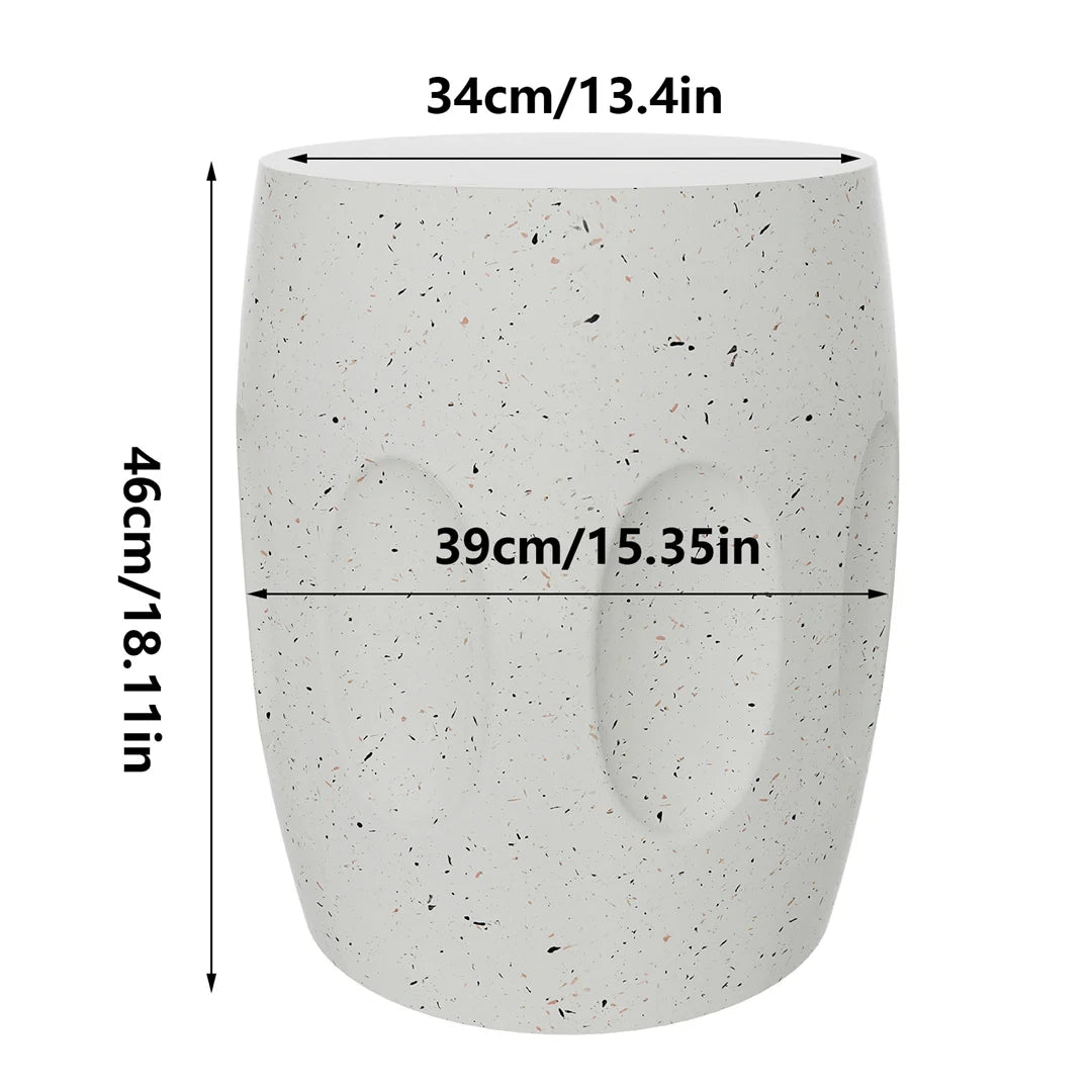 Concrete Side Table 46x39x34cm Lightweight Indoor Outdoor Accent Stool White End Table