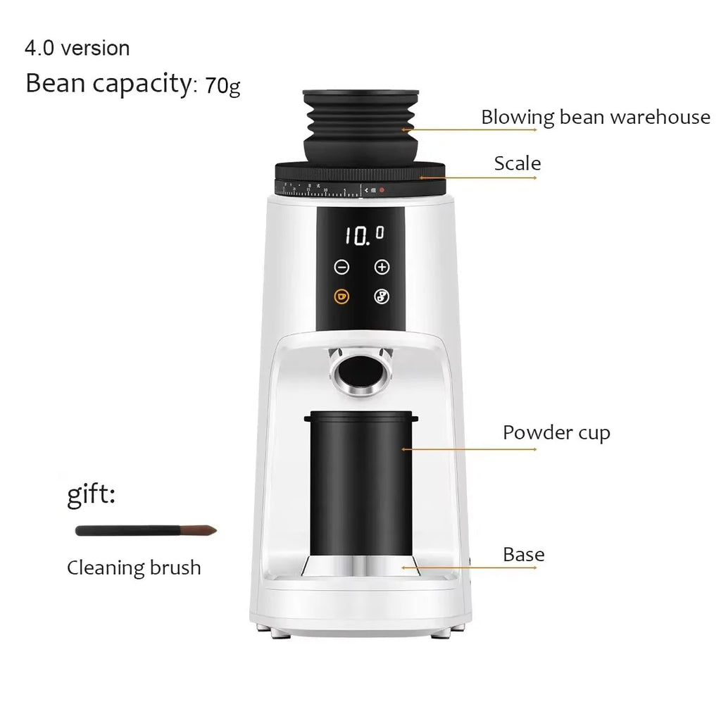 Electric Coffee Grinder 220V Fully Automatic Coffee Bean Grinder White AU Plug Quantitative Home Use
