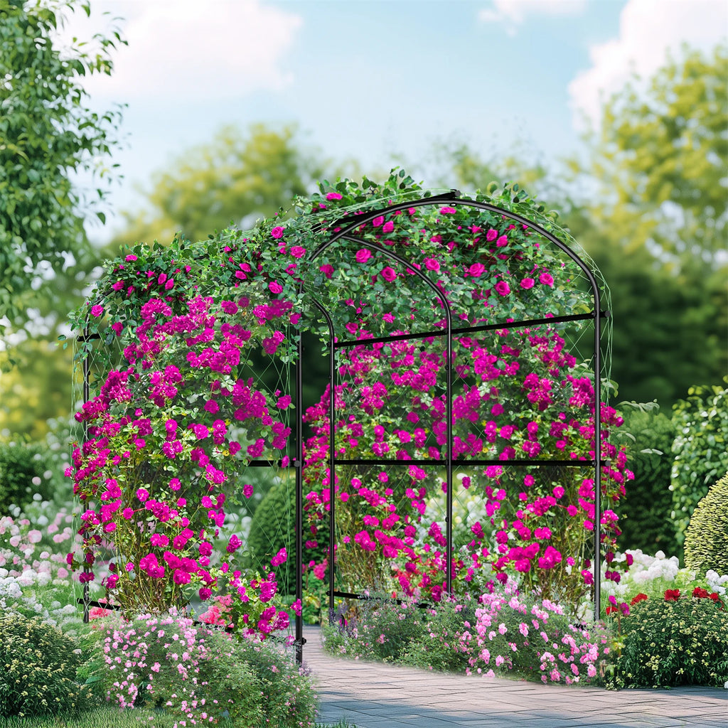 U-Frame Garden Trellis Climbing Plant Trellis Vine Support Freestanding Black & Green 105 × 162 × 160 cm