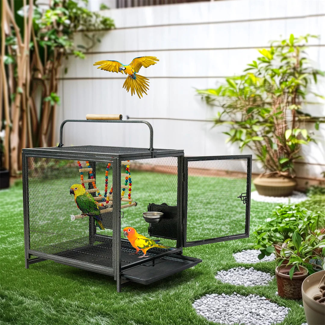 Bird Cage Large Metal Birdcage 58x46x56cm Indoor Pet Cage with Tray & Perches
