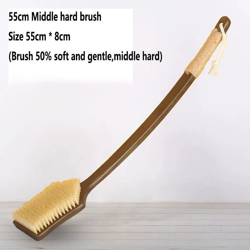 55cm Medium Back Scrubber Shower Body Brush Curved Long Handle Wet Dry Exfoliating Bath Tool Men Women 55 × 8cm