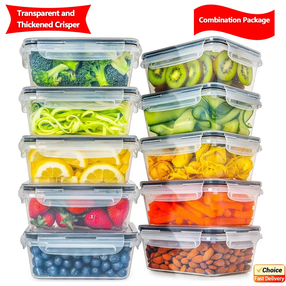 4PCS Food Storage Containers Set Airtight Plastic Pantry Containers with Easy Snap Lids Kitchen Organizer Set 19.8 × 12.8 × 6.8cm