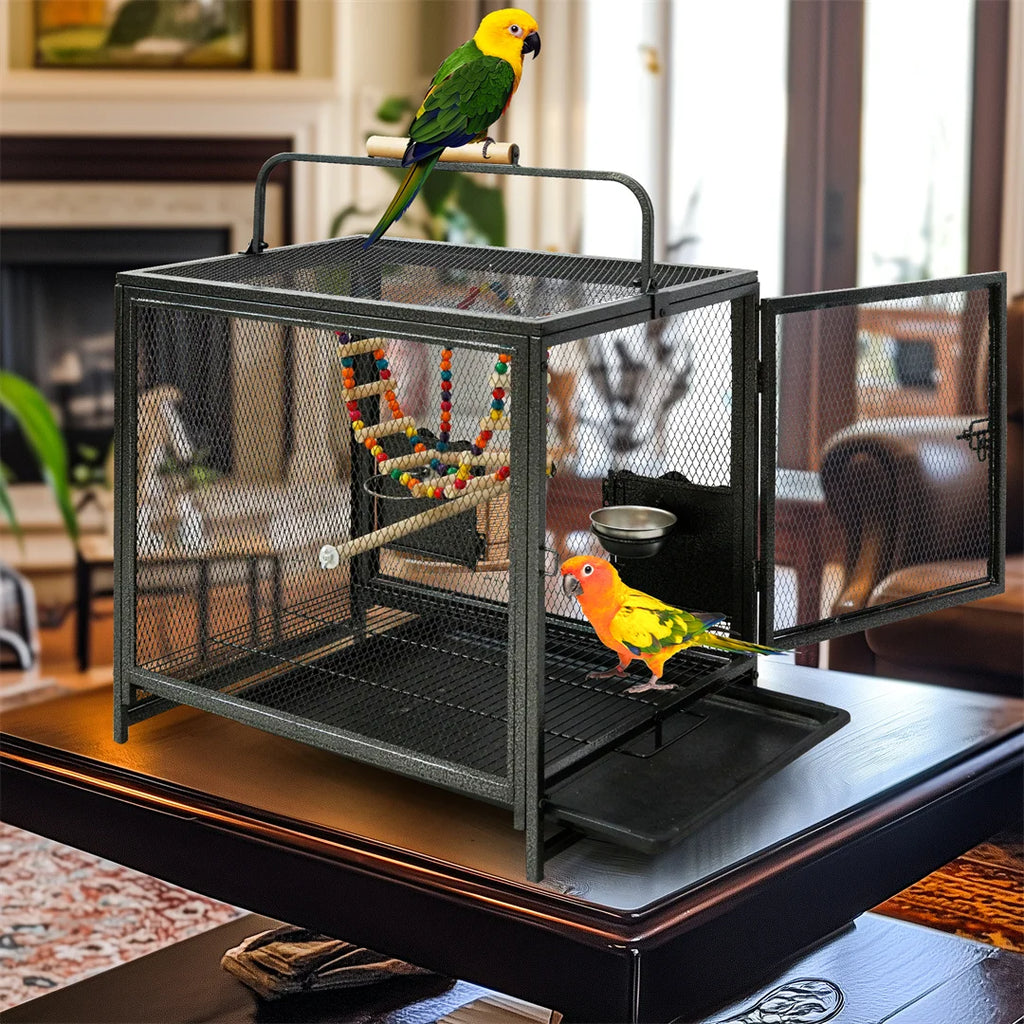 Bird Cage Large Metal Birdcage 58x46x56cm Indoor Pet Cage with Tray & Perches