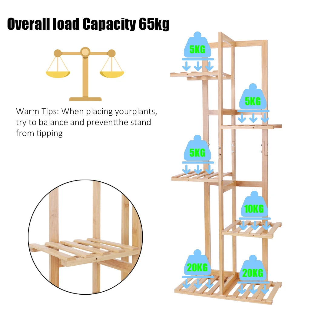 Bamboo 5 Tier Plant Stand Flower Shelf Rack Wood Colour 40x20x102 cm Indoor Outdoor