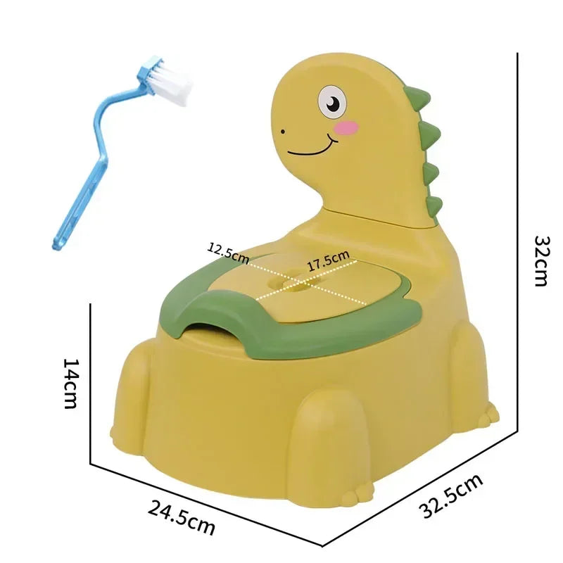 Cartoon Dinosaur Baby Potty Toddler Toilet Training Seat Splash Proof Urinal Beginner Toilet for Boys Girls Yellow 32.5×24.5×32cm