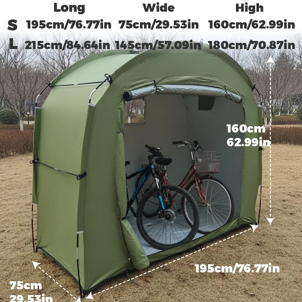 Outdoor Bike Shelter Tent 220x150x185cm Green Portable Oxford Cloth Canopy for Travel Hiking and Cycling