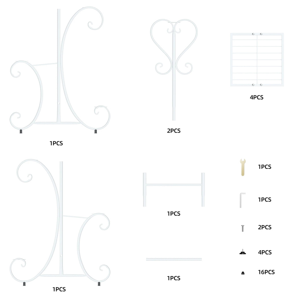 Plant Stand 4 Tier Metal Flower Pot Display Rack Indoor Outdoor Garden Patio Shelf White 52.5x24.5x93.5cm