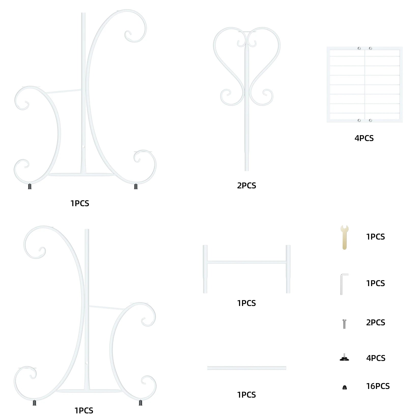 Plant Stand 4 Tier Metal Flower Pot Display Rack Indoor Outdoor Garden Patio Shelf White 52.5x24.5x93.5cm