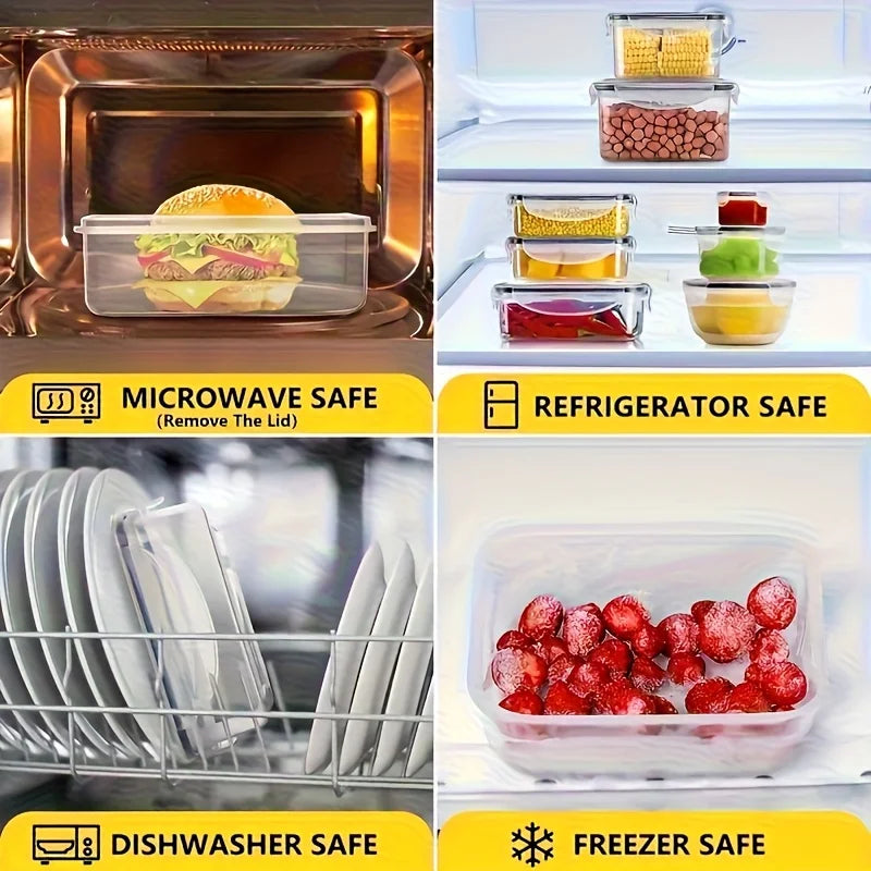 4PCS Food Storage Containers Set Airtight Plastic Pantry Containers with Easy Snap Lids Kitchen Organizer Set 19.8 × 12.8 × 6.8cm