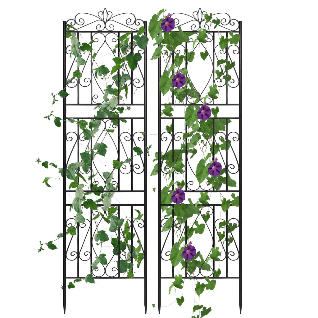 Garden Trellis Set of 2 Outdoor Privacy Trellis Climbing Plant and Vine Support For Vines, Vegetables and Flowers Black 50x159cm