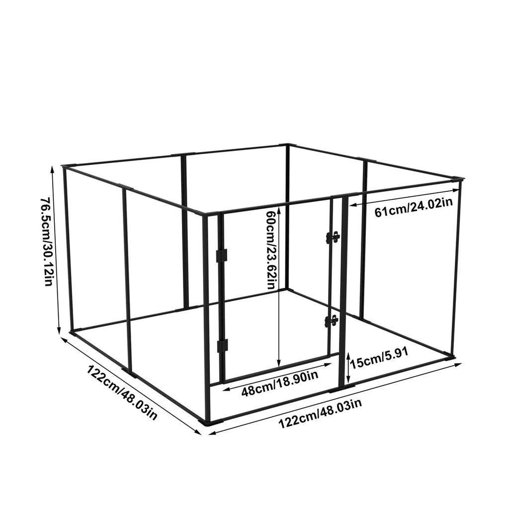 Acrylic Dog Playpen 8 Panel Clear Pet Exercise Fence Black 122x122x76.5cm