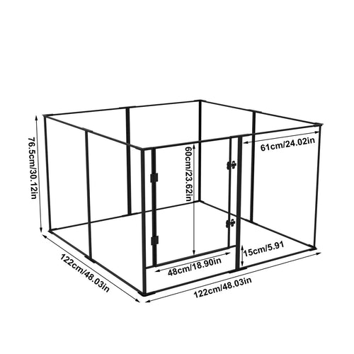 Acrylic Dog Playpen 8 Panel Clear Pet Exercise Fence Black 122x122x76.5cm