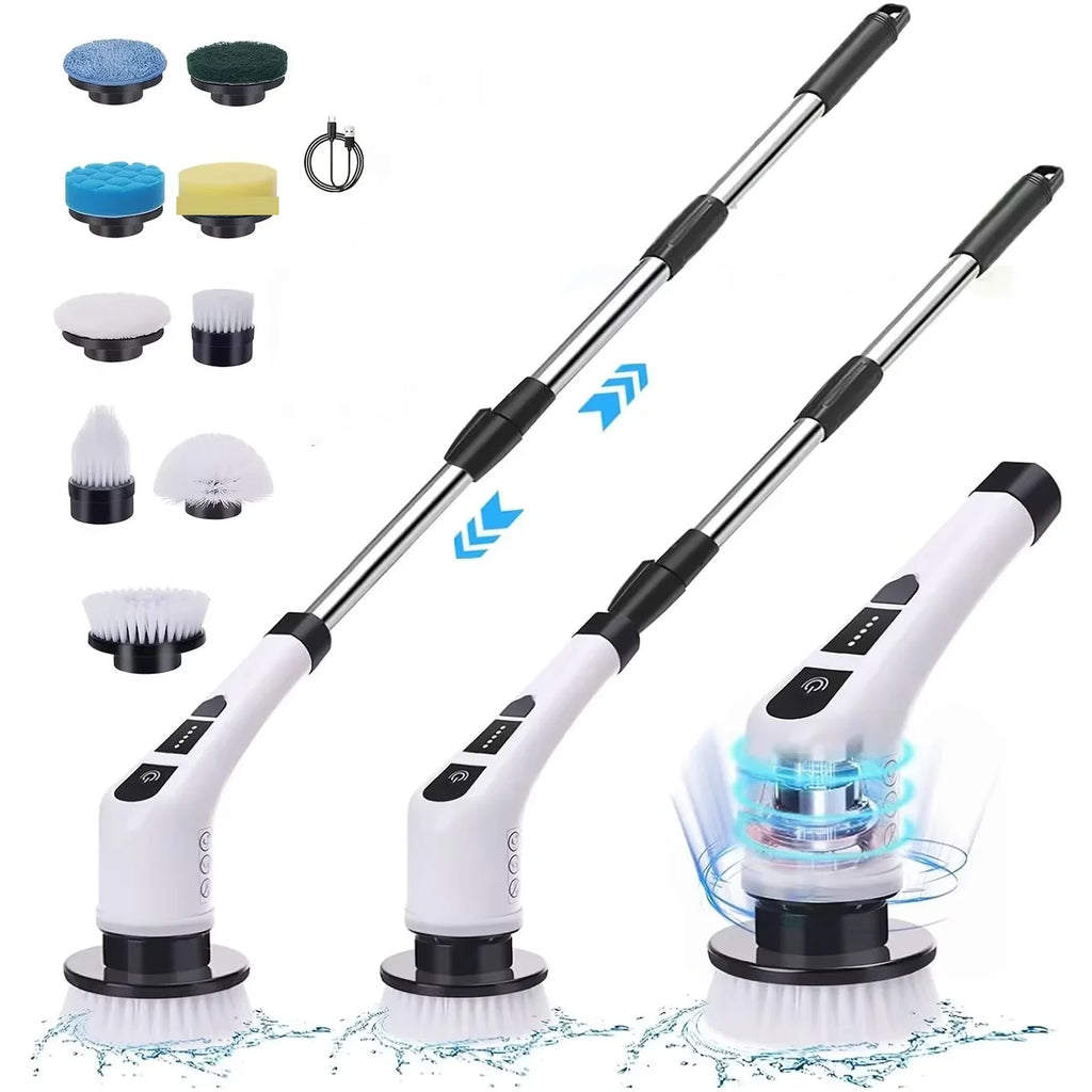 9 in 1 Electric Cleaning Brush Multifunction Rotating Scrubber Bathroom Floor Corner Gap Shower Glass Cleaner Tool