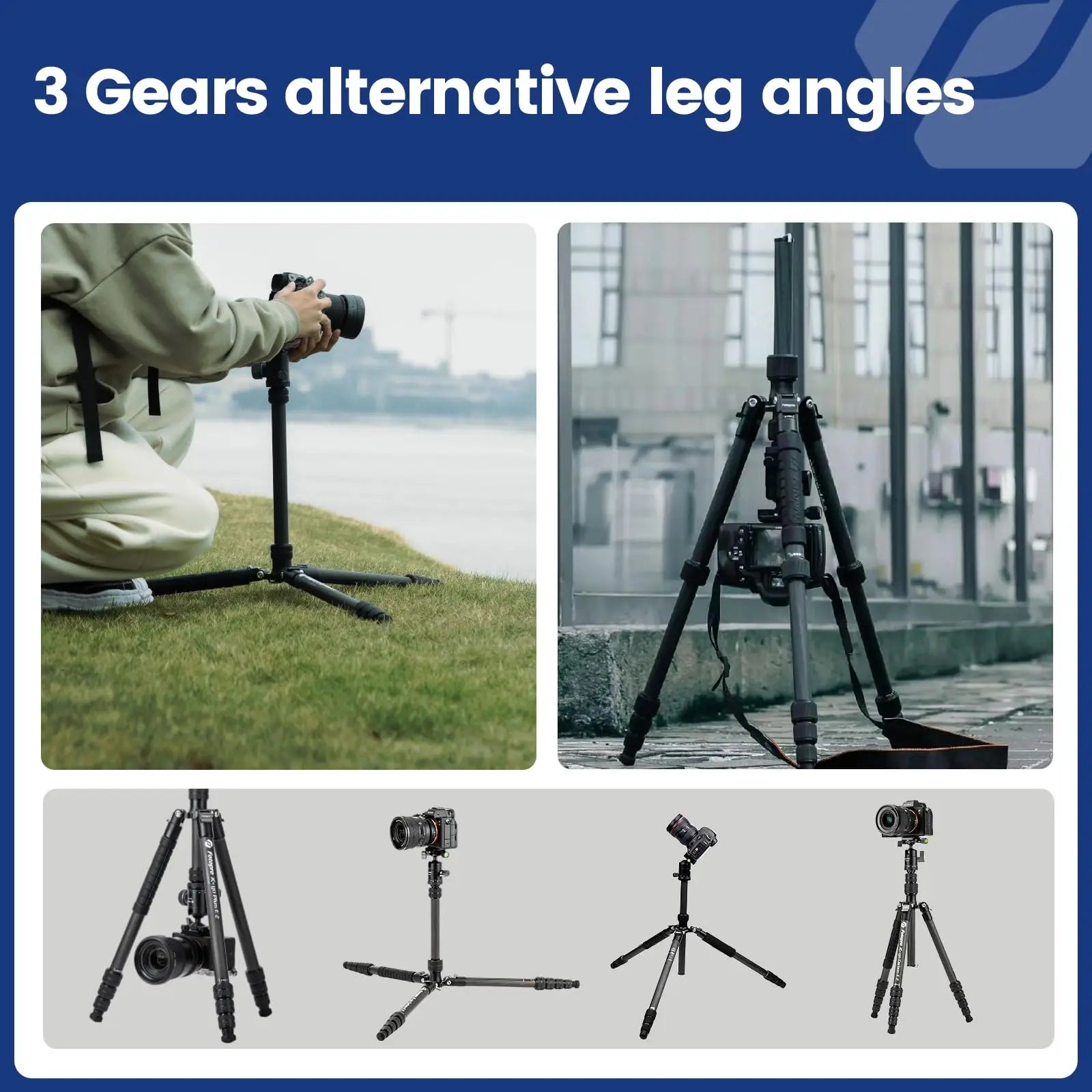 Carbon Fiber Travel Tripod 185cm Professional Camera Tripod with Ball Head and Detachable Monopod