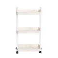 3 Tier Rolling Storage Cart Multi Layer Organizer Rack with Wheels Kitchen Bathroom Bedroom Storage Shelf White 36 × 23.5 × 66cm