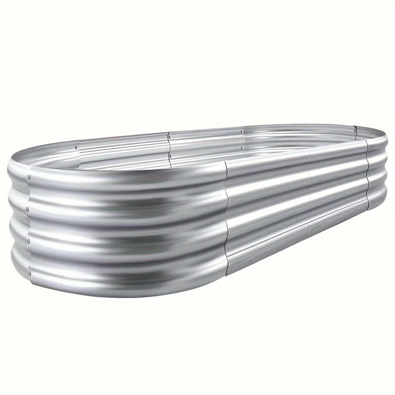 Galvanized Raised Garden Bed Kit Large Oval Metal Planter Box Outdoor Vegetable Flower Growing Garden Bed 120×60×30cm