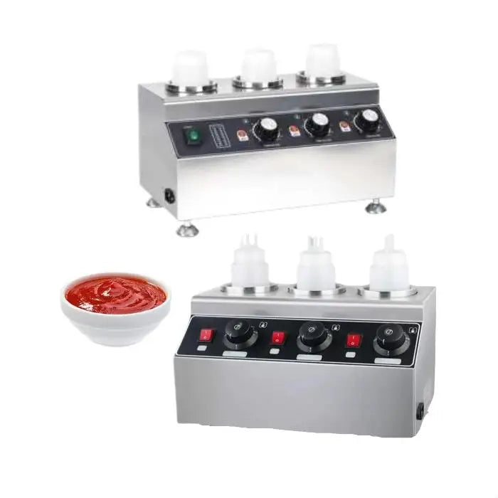 Electric Sauce Warmer Stainless Steel 3 Hole Food Warmer with Precise Temperature Control for Commercial Kitchens