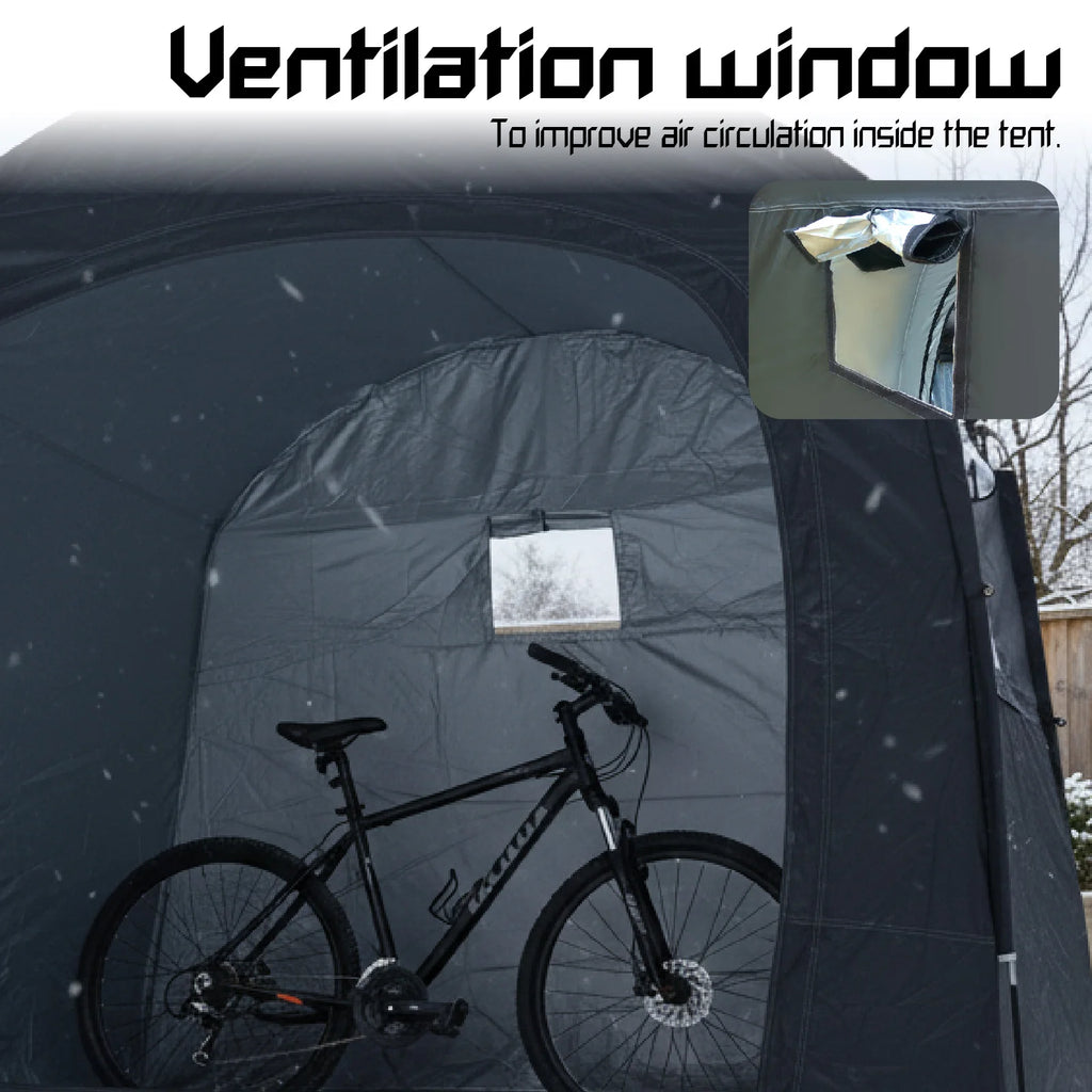 Outdoor Bike Shelter Tent 200x80x165cm Black with Thickened Oxford Cloth Cover