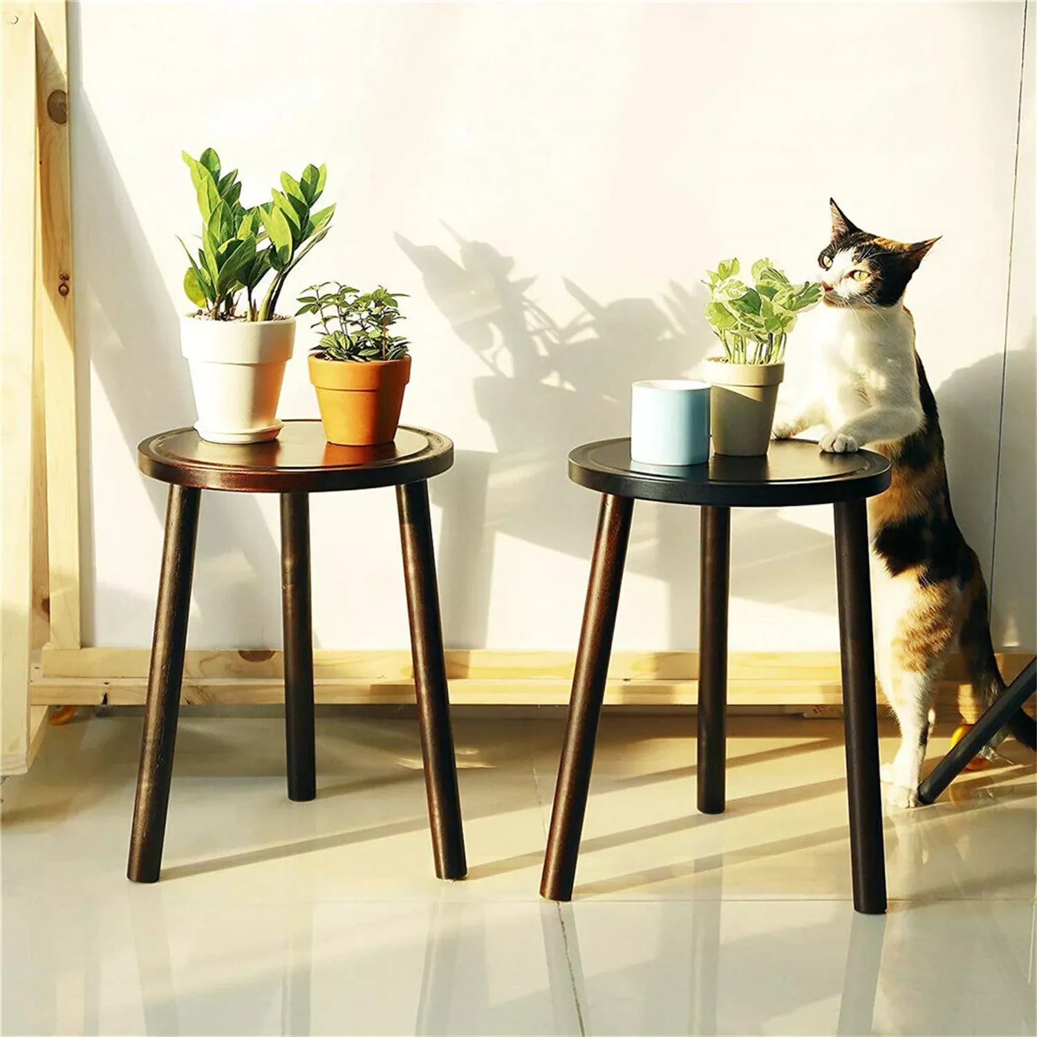 Console Table with Storage Shelf Entryway Sofa Table 2pcs Narrow Hall Table Modern Living Room Furniture Design Brown 30.5x41.9cm