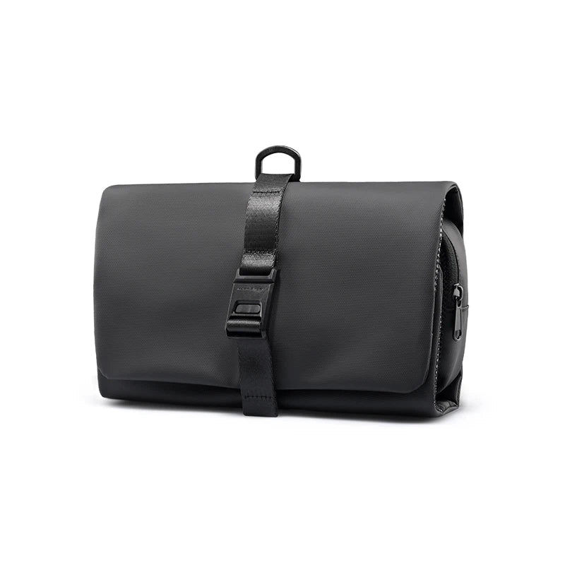 Hanging Travel Toiletry Bag Foldable Water Resistant Dopp Kit Cosmetic Organizer with Hidden Hook Black 26 × 16 × 7cm