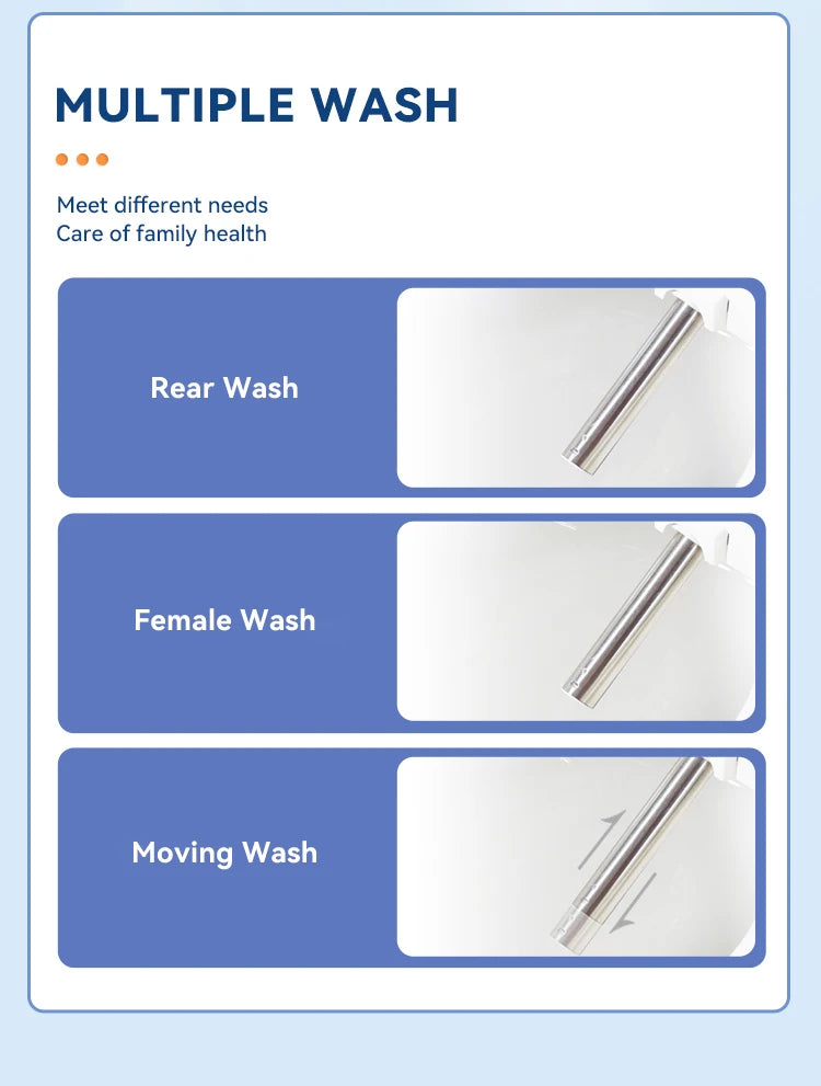 Smart Toilet Seat Electric Bidet with Automatic Wash, ABS Soft Close Lid 220V White Smart Toilet Cover