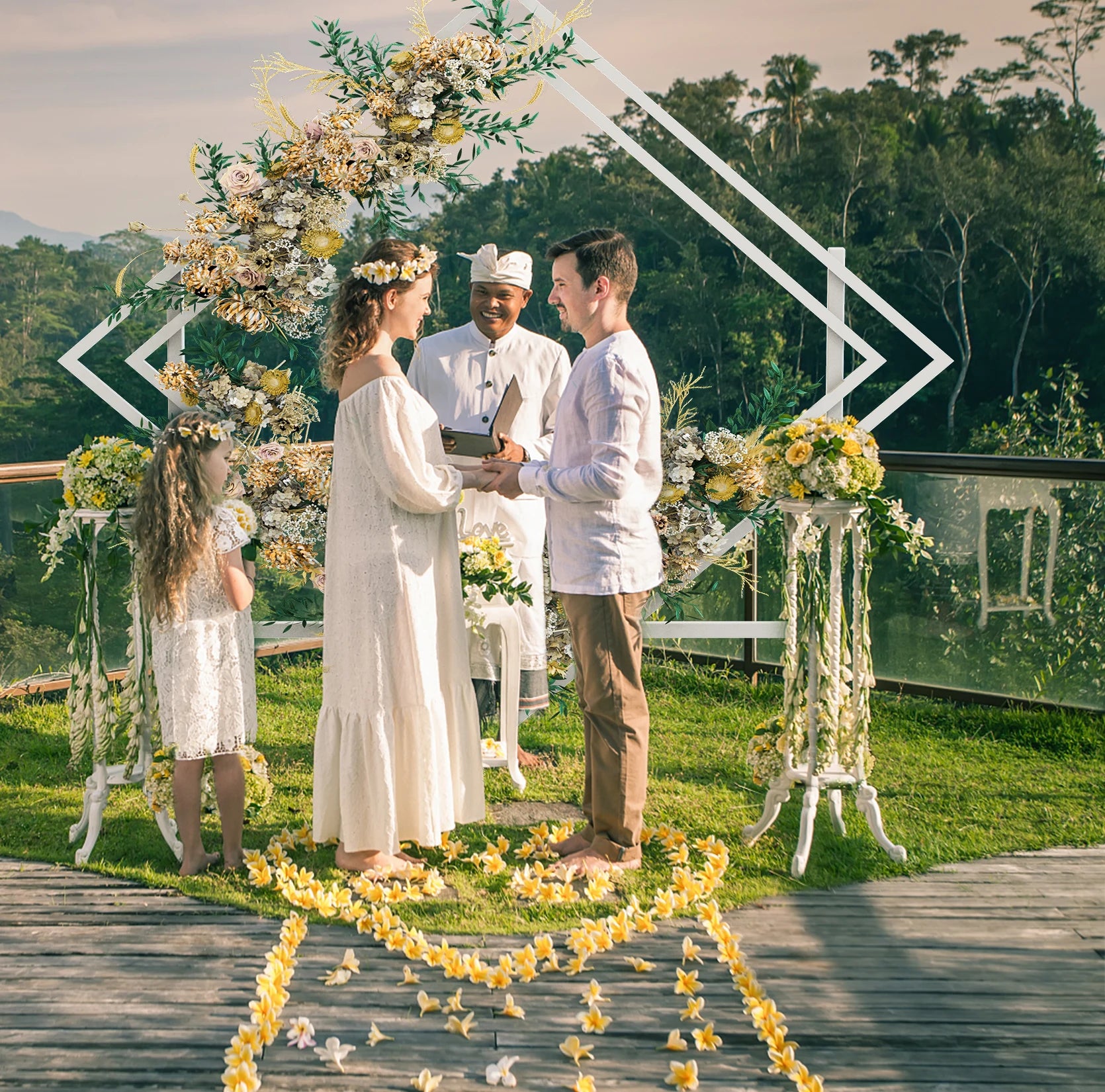 Wedding Arch Frame Ceremony Backdrop Stand Heavy Duty Suitable for Floral and Balloon Decorations Photo Backdrop White 145x51x208