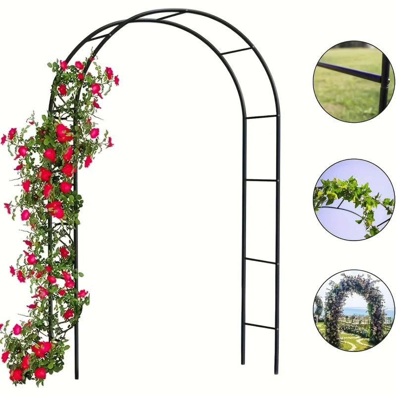 Heavy Duty Metal Garden Arch Gothic Wedding Arbor Steel Frame Climbing Plant Trellis Black 168 × 36 × 238cm