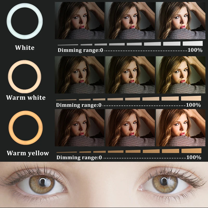 LED Ring Light 55cm Dimmable 3200-6500K Studio Lighting for Makeup Photography Video with 2m Power Cable