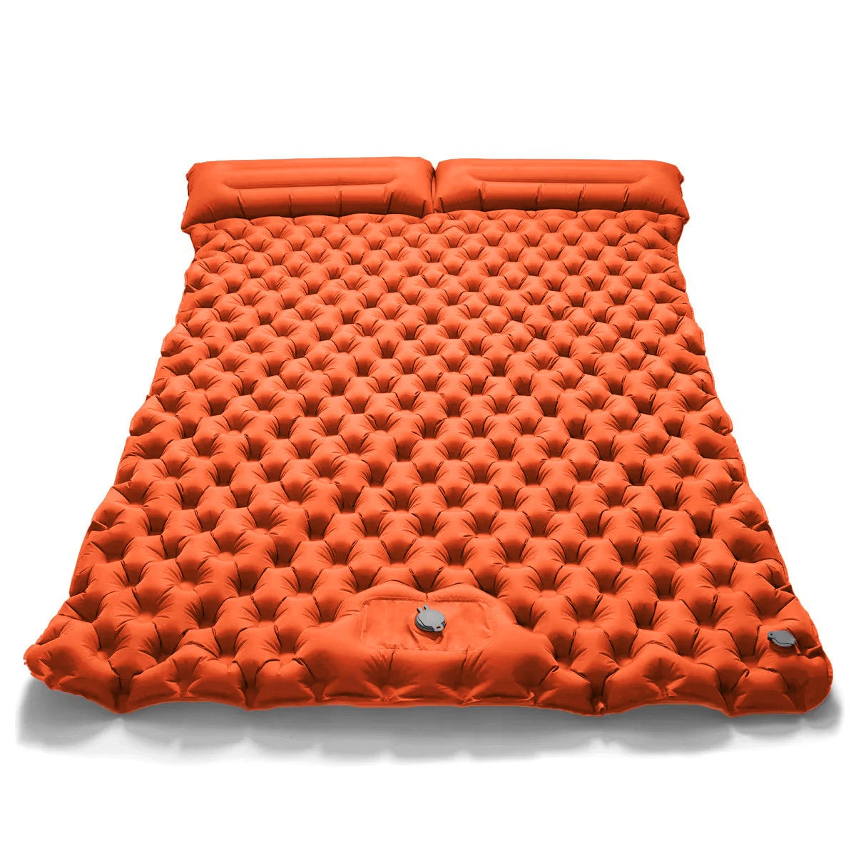 Outdoor Camping Double Inflatable Mattress Extra Wide Sleeping Pad Ultralight Folding Bed Mat Car Travel Sleeping Mat Orange